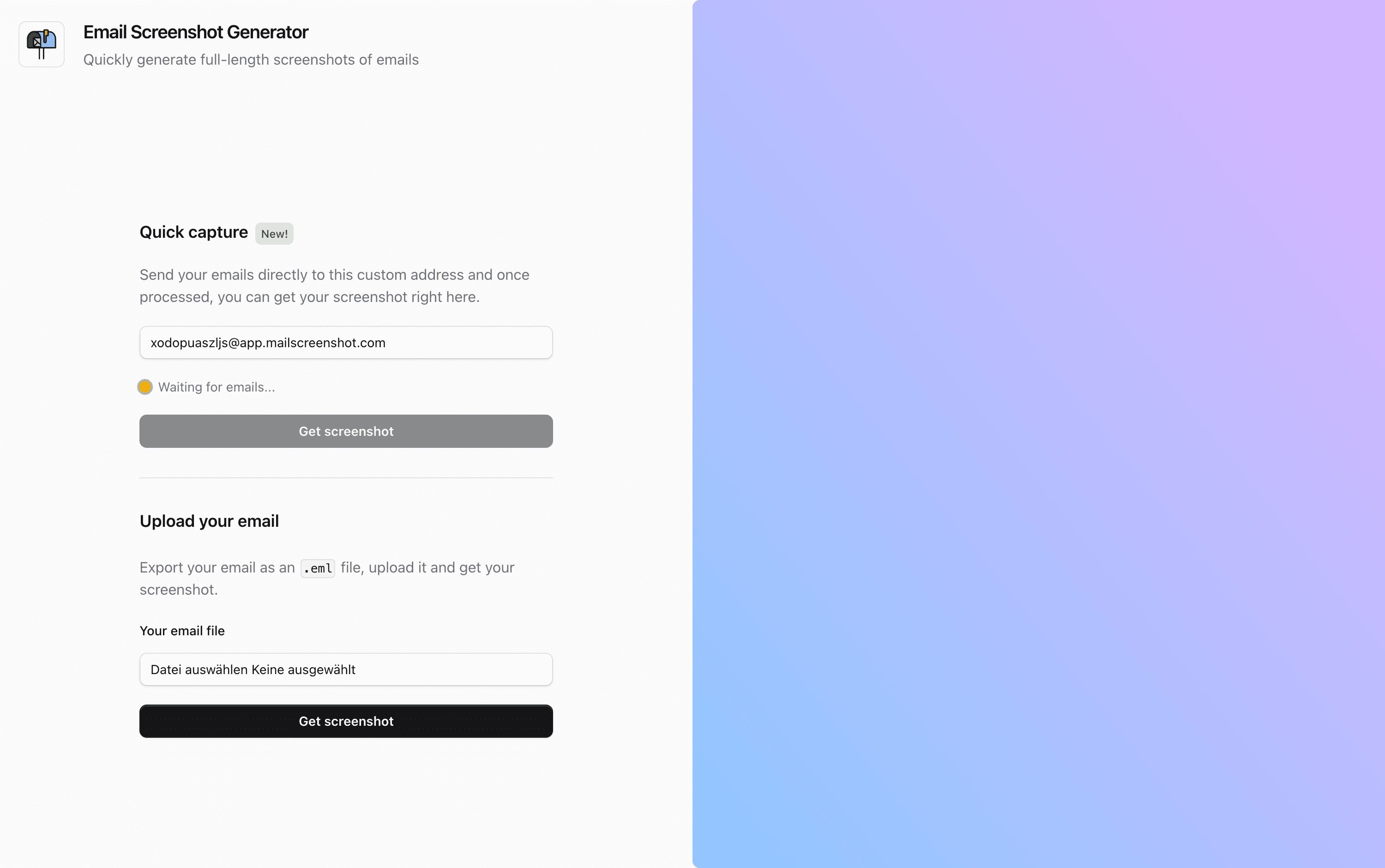 Email Screenshot Generator